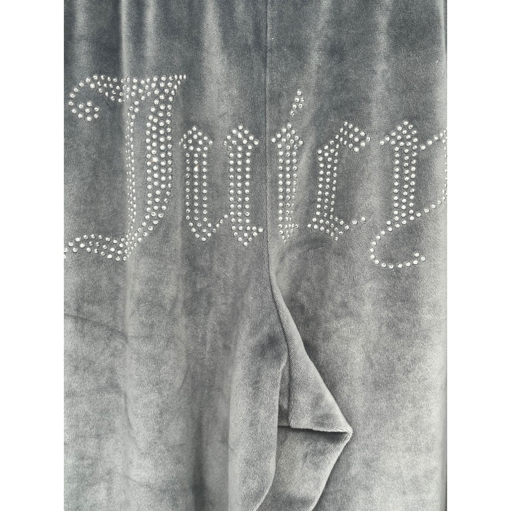Juicyโ Couture Velour Rhinestone Logo Jogger Women S Gray Sleep Pants Y2K Retro
